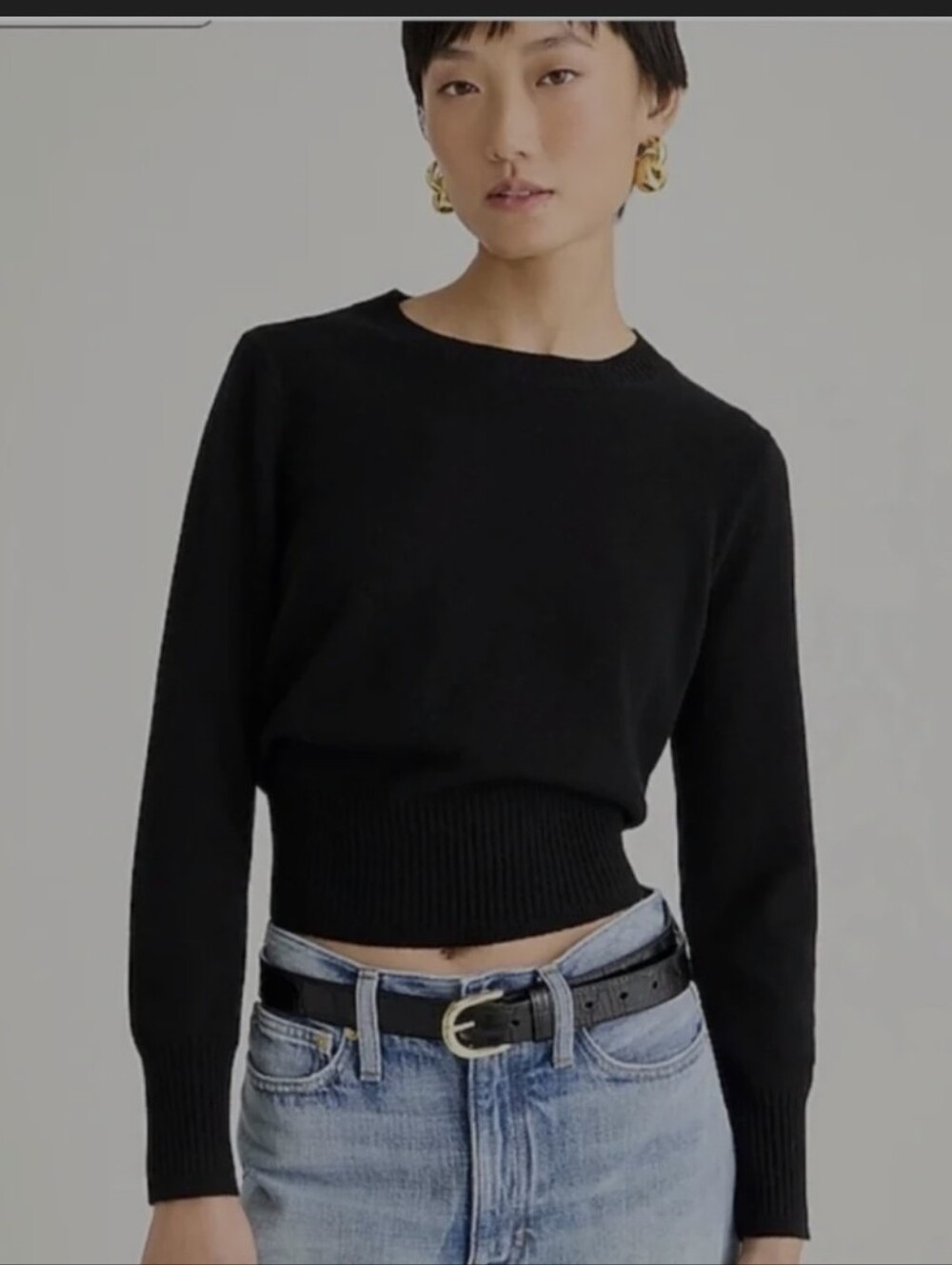 J.Crew Cashmere Shrunken Crewneck Sweater in Black, Size XS, Style #BG654.